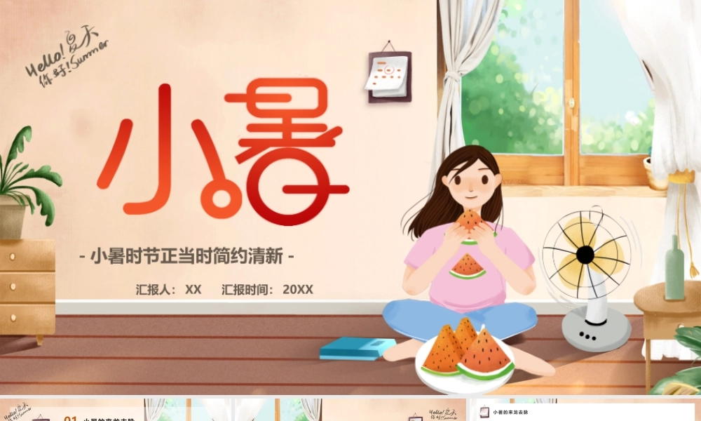 棕色卡通风传统二十四节气之小暑PPT模板.pptx