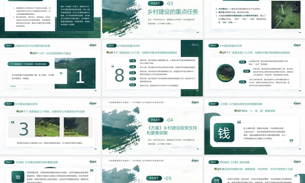绿色简约风建设宜居宜业美丽乡村PPT模板.pptx