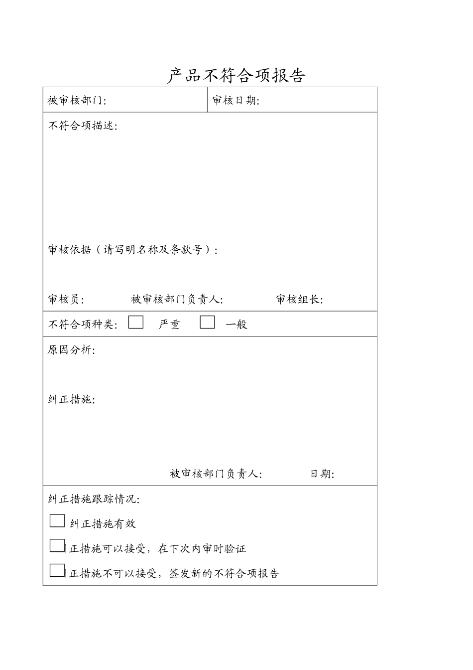 产品不符合项报告.docx_第1页