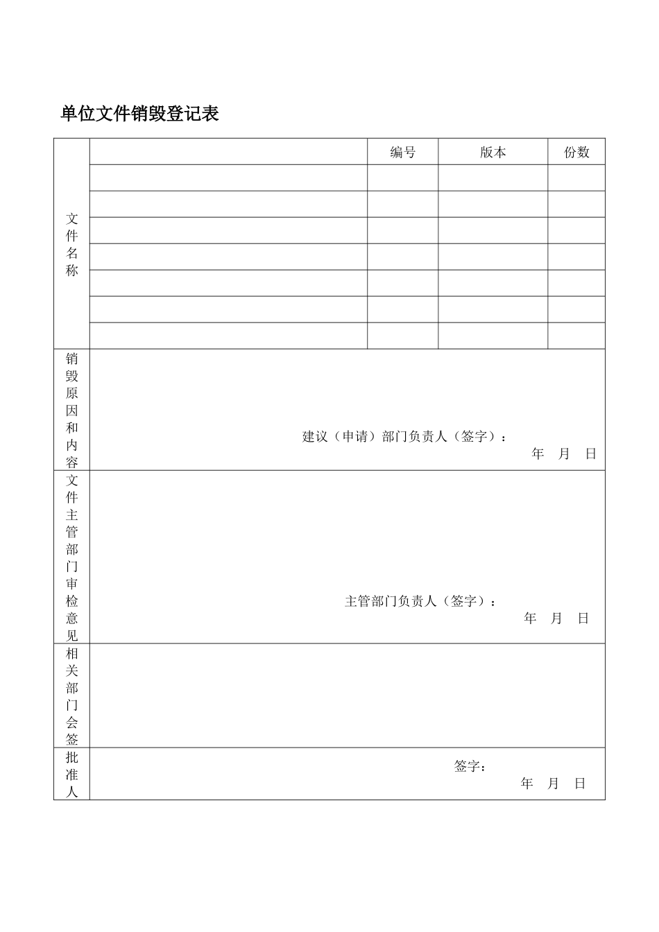 单位文件销毁登记表.docx_第1页