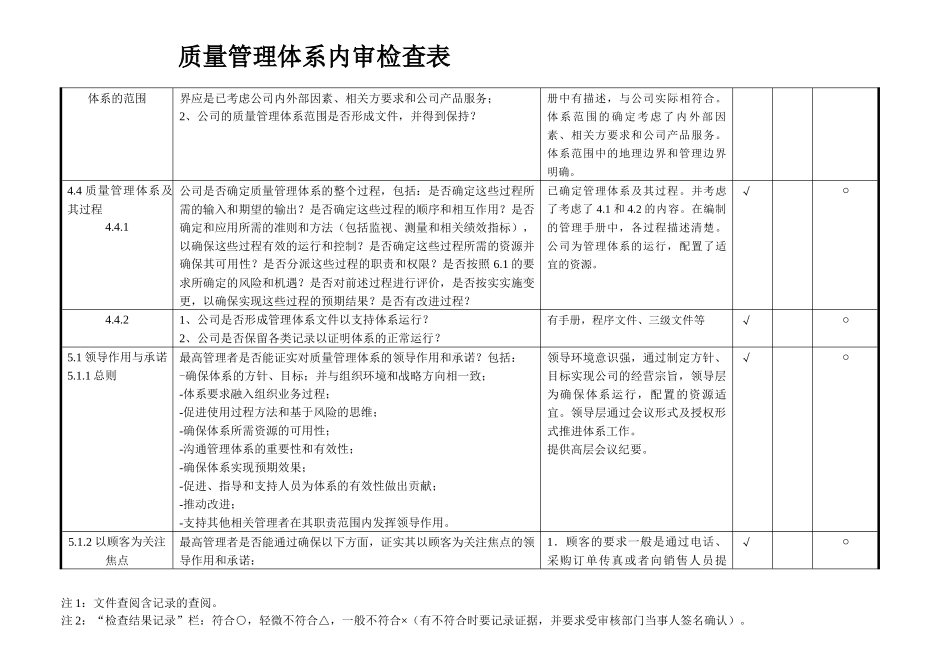 公司质量管理体系内审检查表.docx_第2页