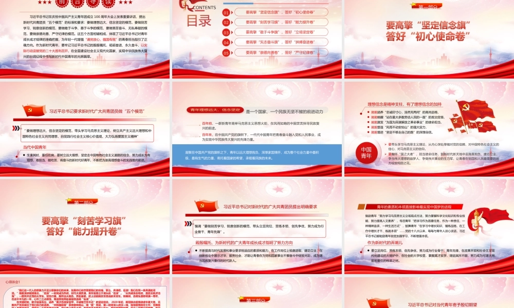 高擎“五面旗” 答好“五张卷”勇做新时代的弄潮儿PPT新时代共青团员“五个模范”PPT课件（带内容）.ppt