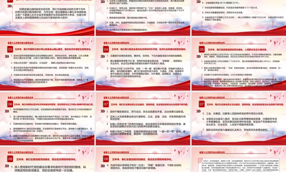 甘肃第十四次党代会会议精神学习PPT课件（带内容）.pptx