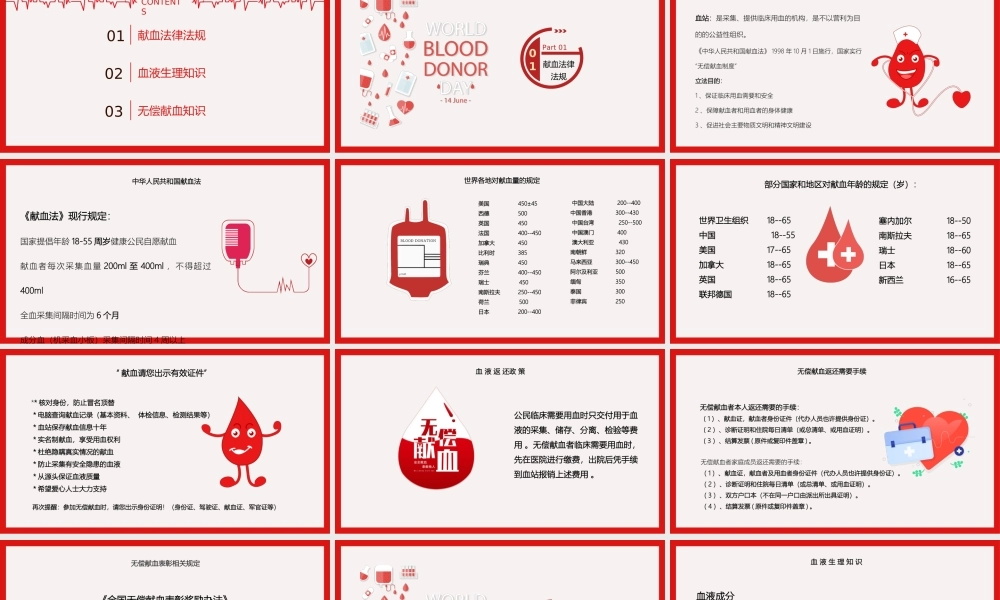 614红色世界献血日PPT无偿献血传递爱心从我做起PPT课件（带内容）.ppt