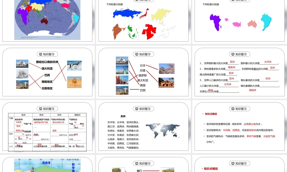 人教版七年级地理下册第六单元《七年级地理下册总复习1》PPT课件.pptx