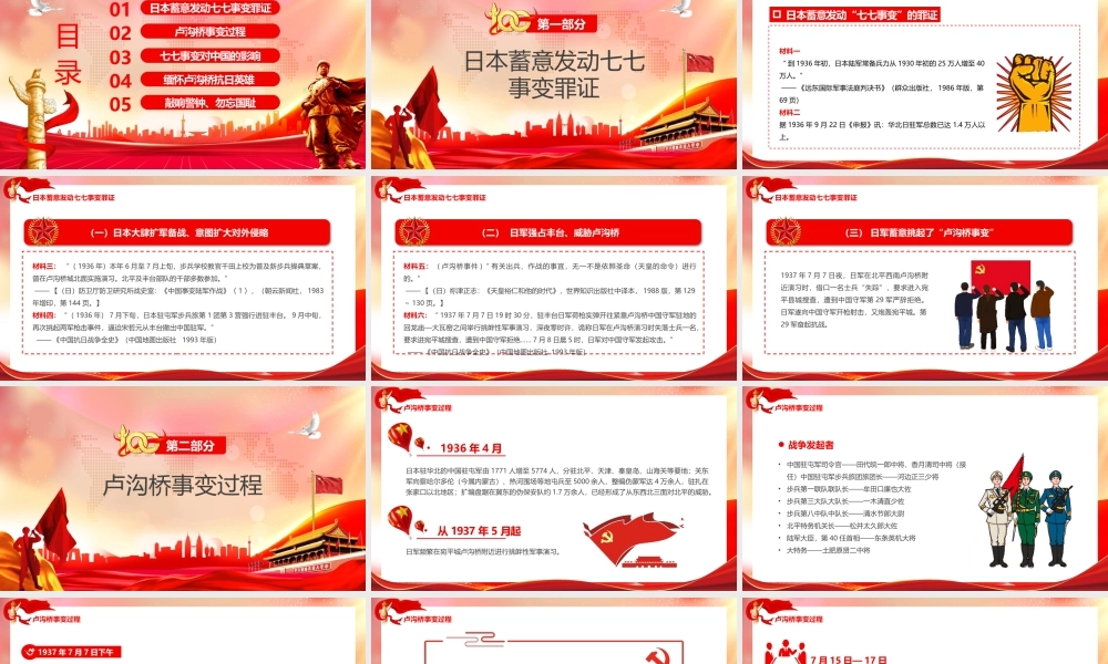 七七事变缅怀先烈铭记历史纪念卢沟桥事变PPT模板.pptx