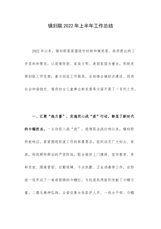 镇妇联2022年上半年工作总结.docx