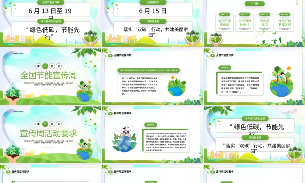 2022年节能宣传周及全国低碳日PPT绿色出行节能减排PPT课件（带内容）.pptx