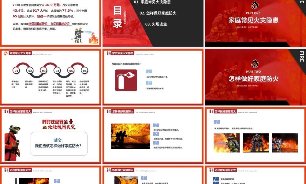 119消防日家庭防火安全教育PPT强化安全意识共建平安家庭PPT课件（带内容）.pptx