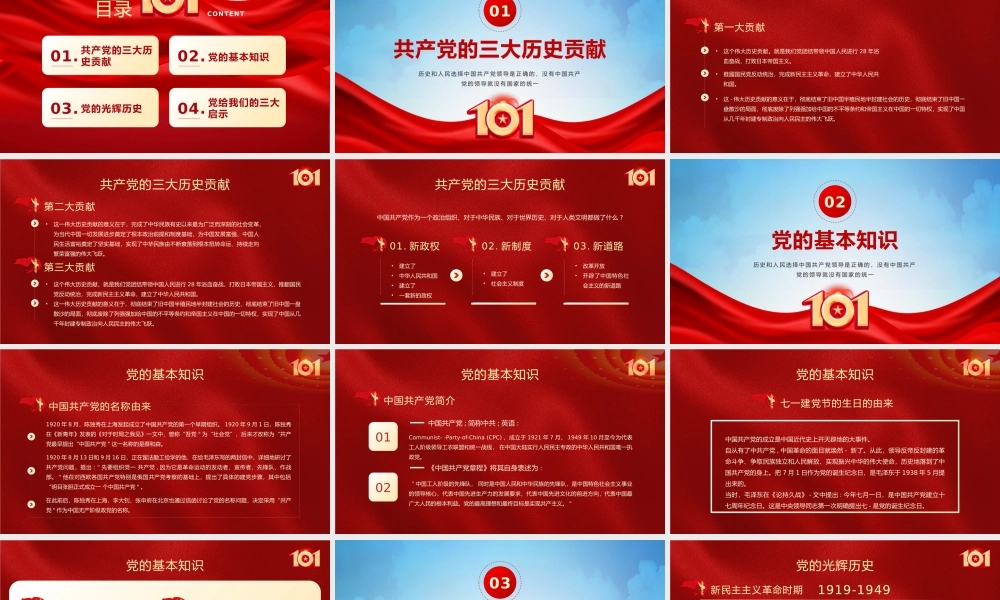 红色热烈庆祝建党101周年PPT模板.pptx