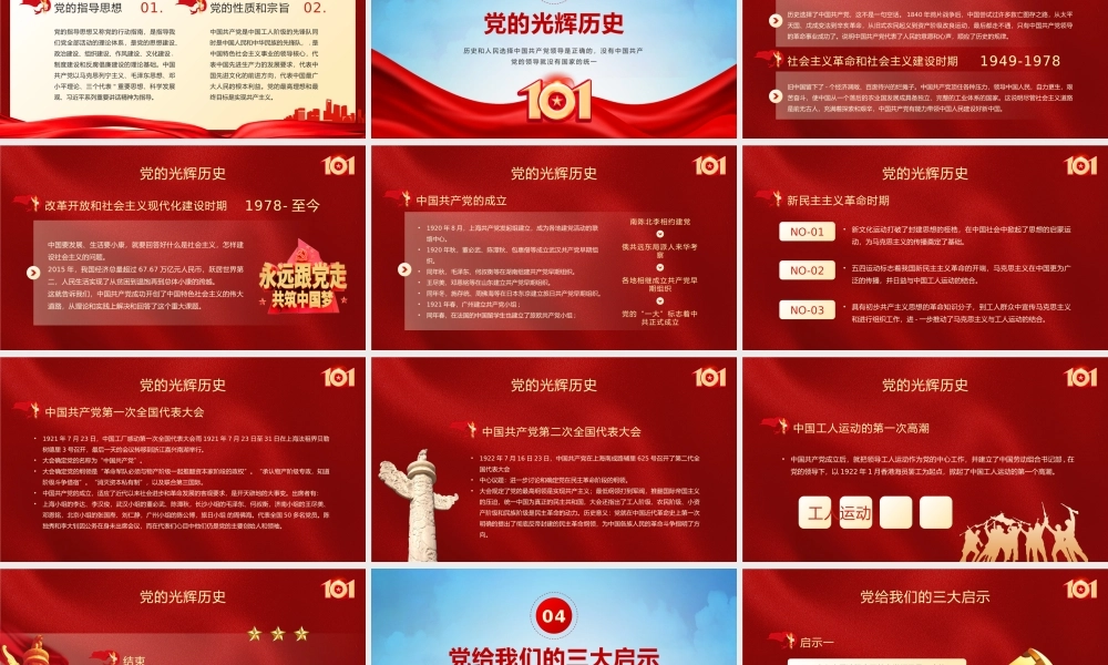 红色热烈庆祝建党101周年PPT模板.pptx