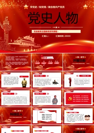 红色党史人物主题课件PPT模板.pptx