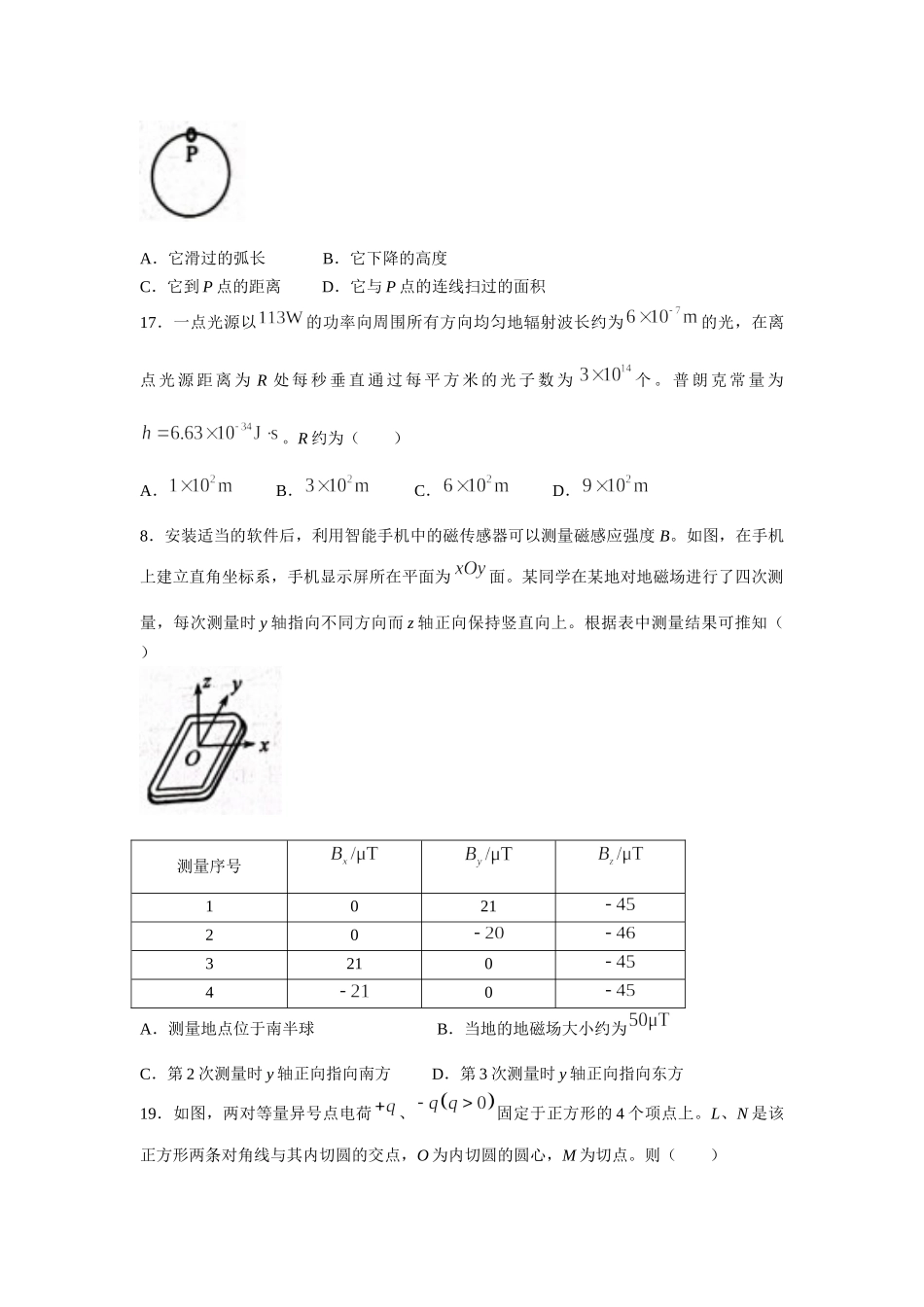 2022年青海高考理综物理真题（Word档含答案）.docx_第2页