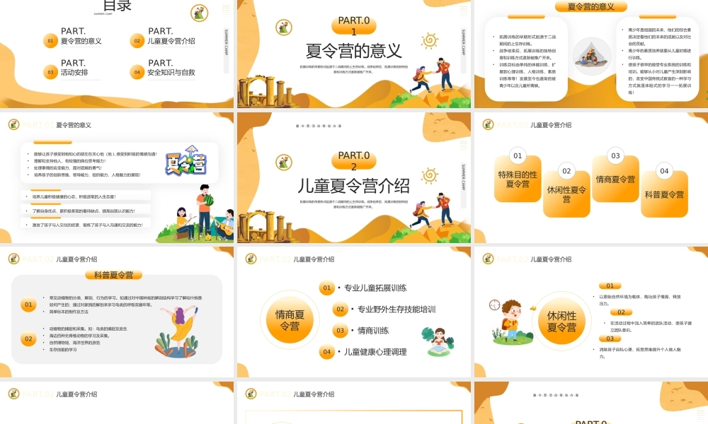 2022儿童夏令营介绍PPT夏令营自救培训PPT课件（带内容）.pptx