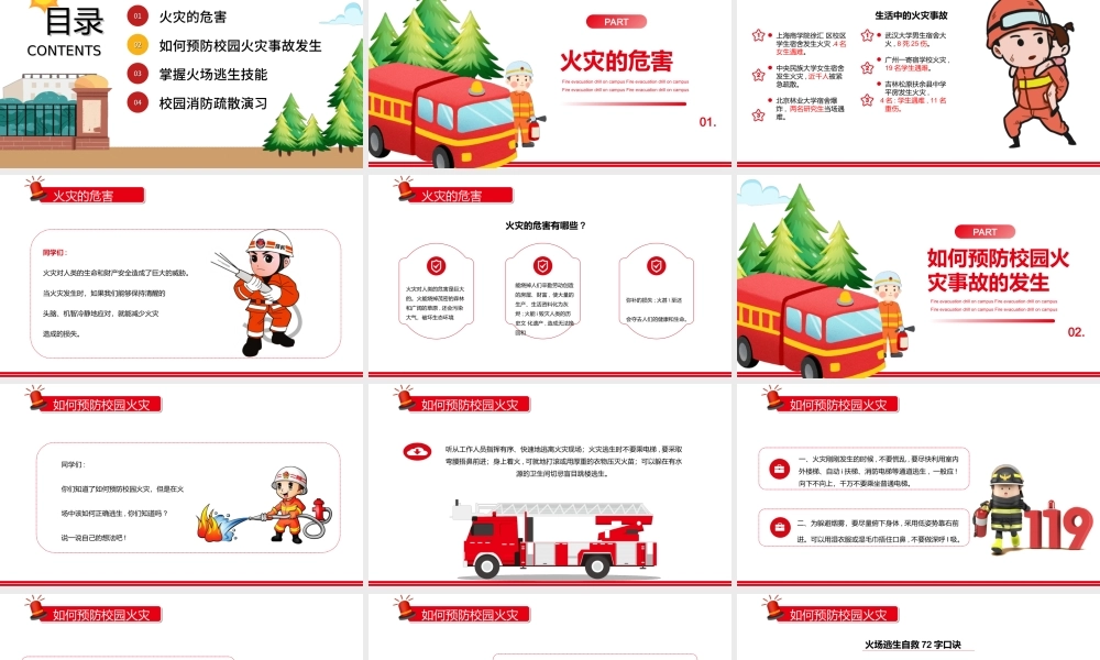 2022消防校园疏散演习PPT增强消防安全意识 提高火灾逃生能力PPT课件（带内容）.ppt