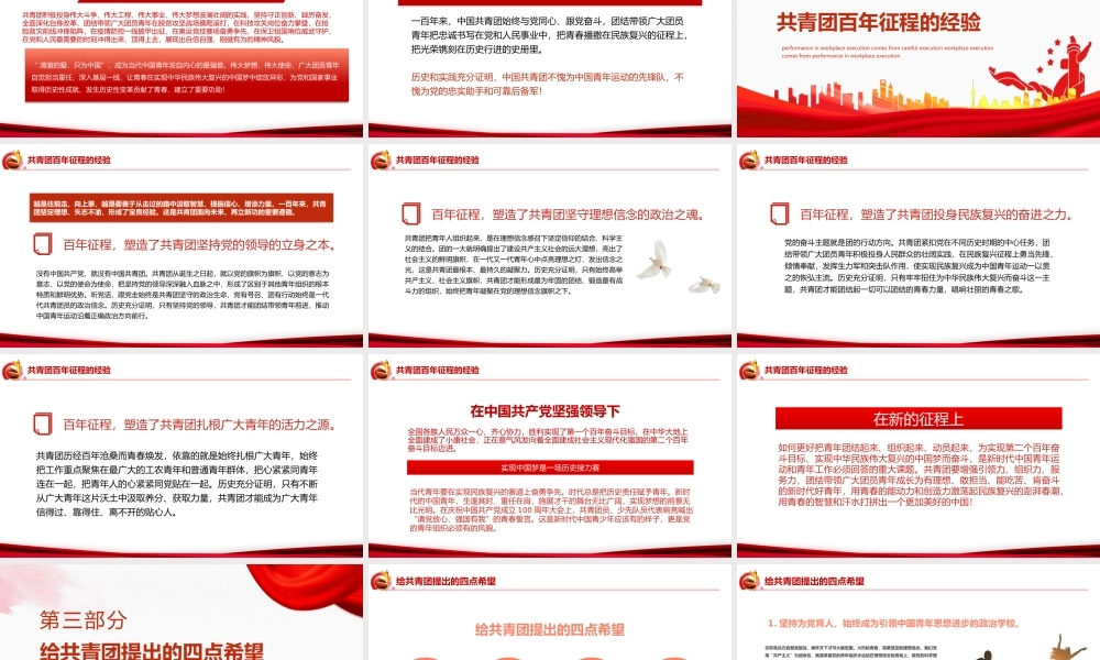 庆祝建团100周年大会重要讲话PPT青春心向党建功新时代PPT课件（带内容）.pptx