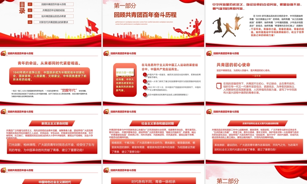 庆祝建团100周年大会重要讲话PPT青春心向党建功新时代PPT课件（带内容）.ppt