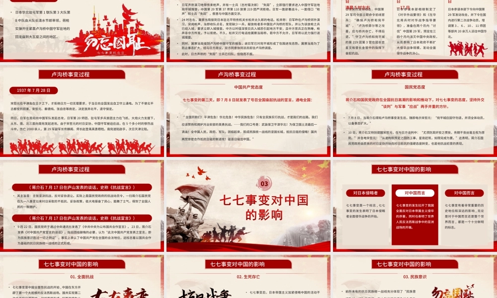 七七事变纪念日PPT纪念卢沟桥事变铭记历史PPT课件（带内容）.ppt