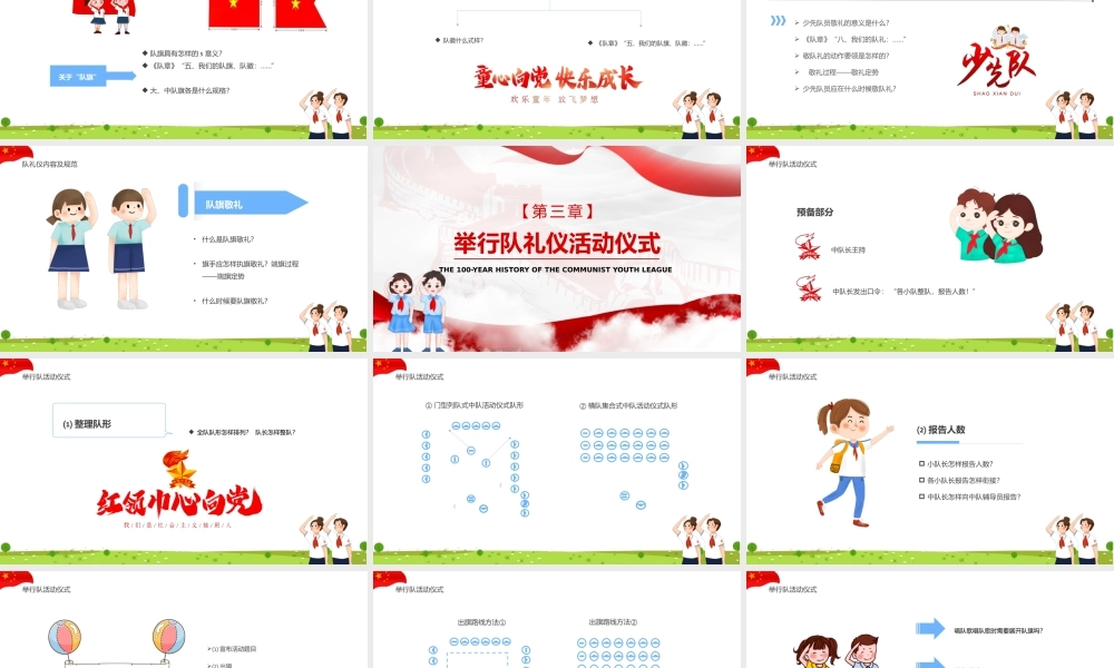 争做新时代好少年PPT卡通风中国少年先锋队少先队队员队礼规范PPT课件（带内容）.pptx