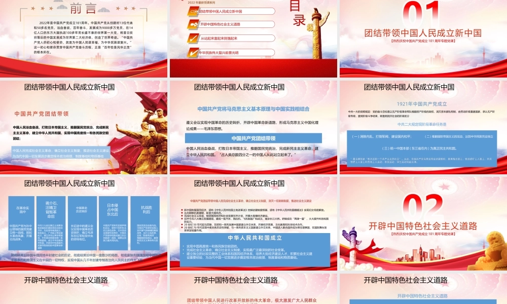 庆祝建党101周年PP迎七一重温党史TPPT课件（带内容）.ppt