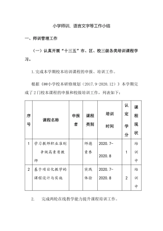 小学师训、语言文字等工作总结.docx