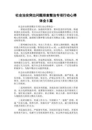 社会治安突出问题排查整治专项行动心得体会5篇.docx