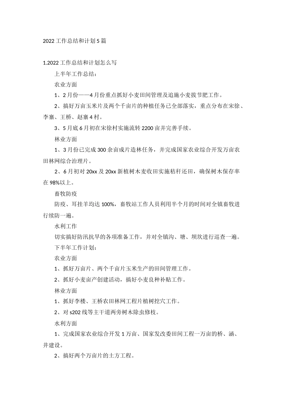 2022工作总结和计划5篇.docx_第1页