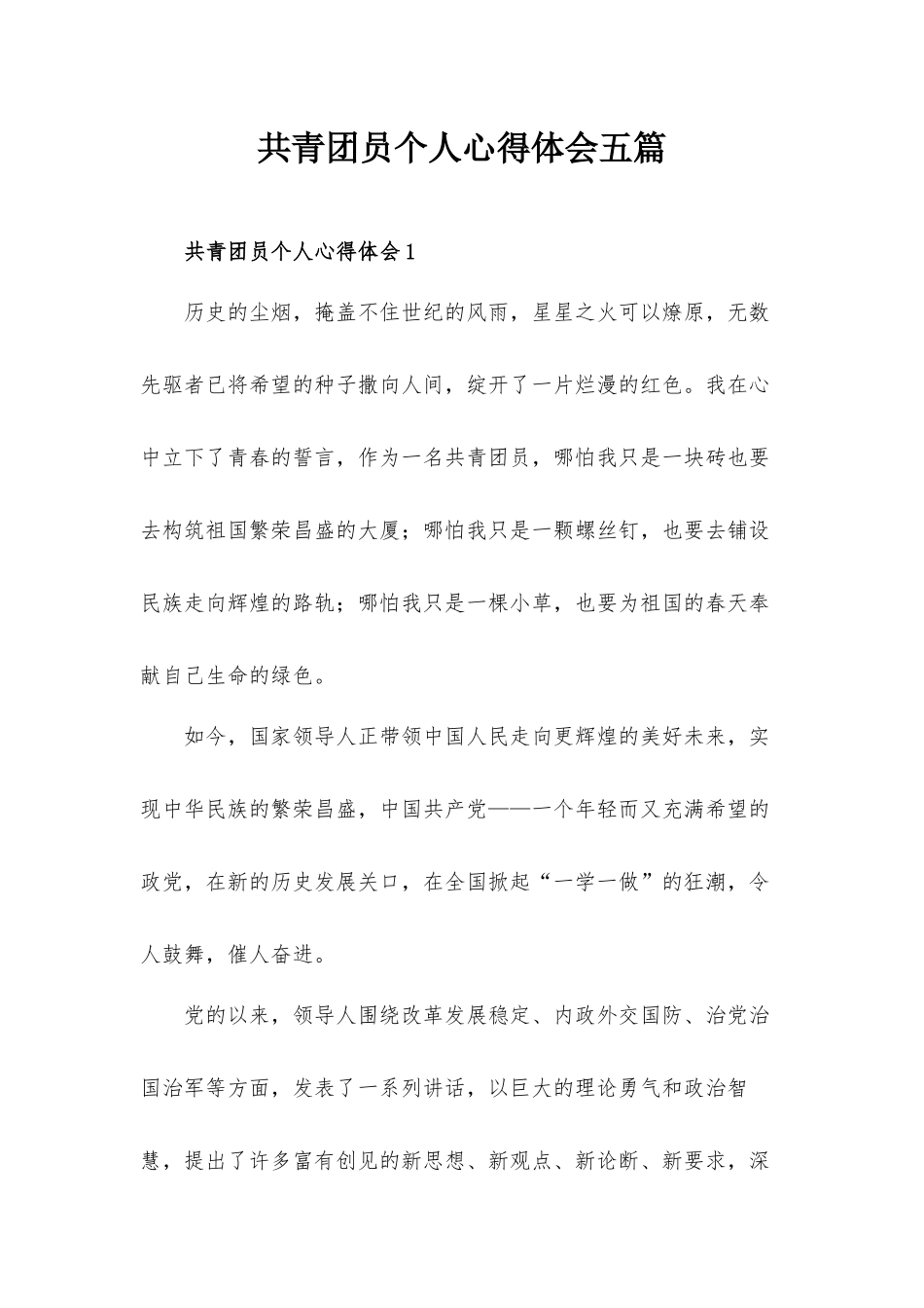 共青团员个人心得体会五篇.docx_第1页
