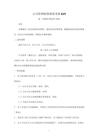 公司管理制度 绩效考核 KPI.docx