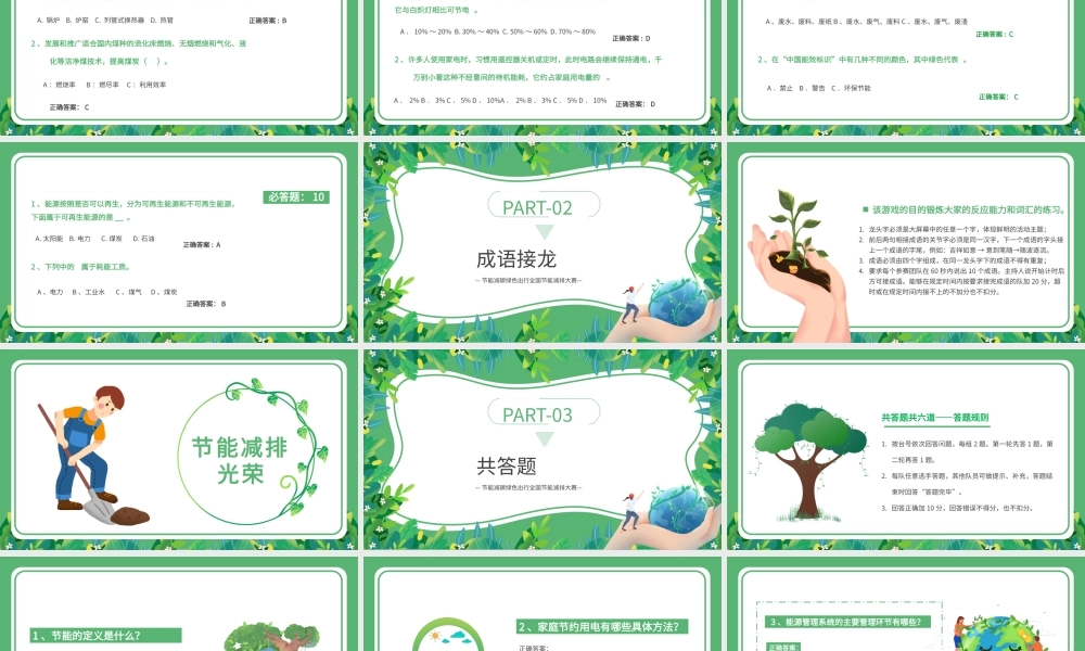 绿色简约植物节能减排大赛PPT模板.pptx