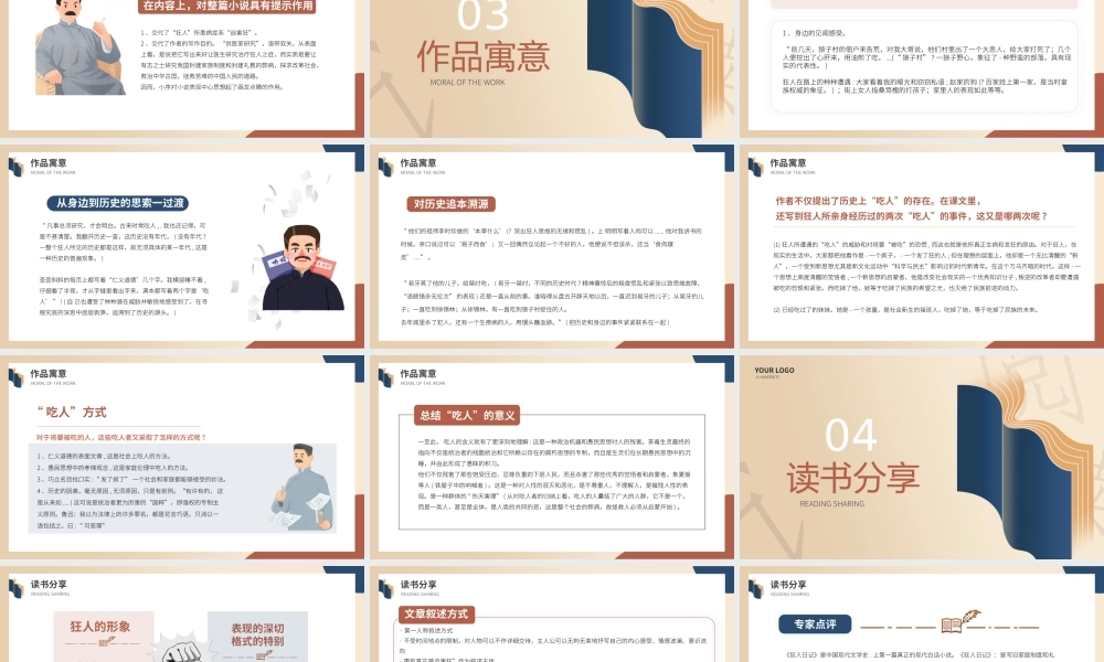 狂人日记鲁迅文学分享PPT模板.pptx