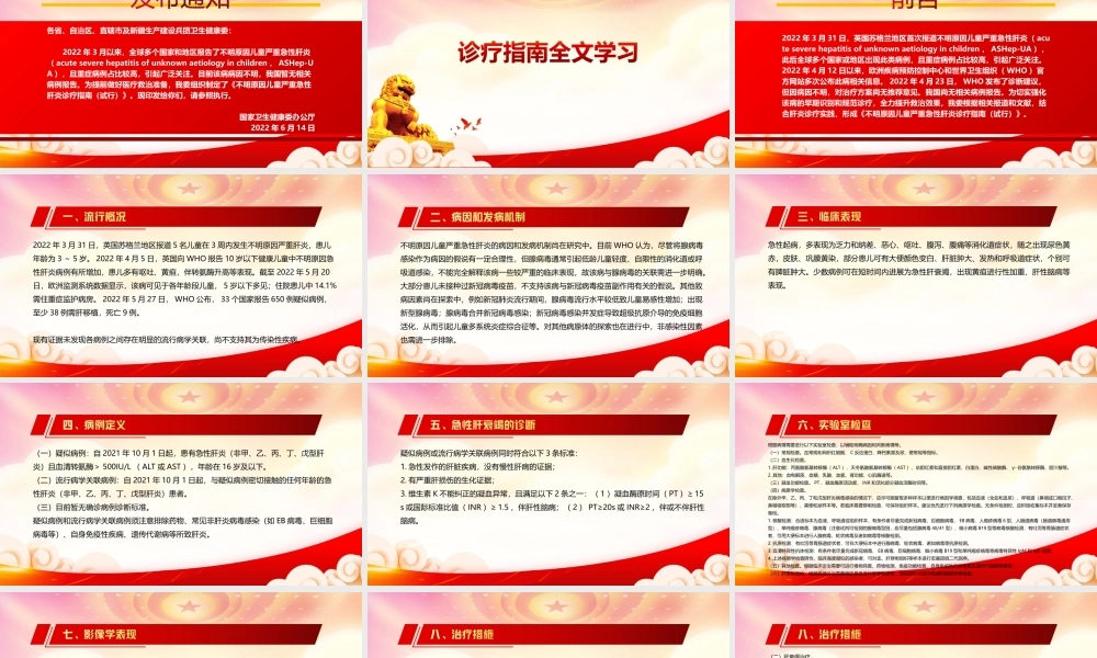 学习2022《不明原因儿童严重急性肝炎诊疗指南（试行）》全文PPT课件（带内容）.ppt