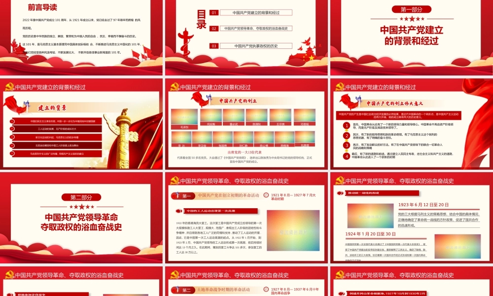 庆祝建党101周年七一建党节党史学习PPT峥嵘百年光辉历程PPT课件（带内容）.ppt