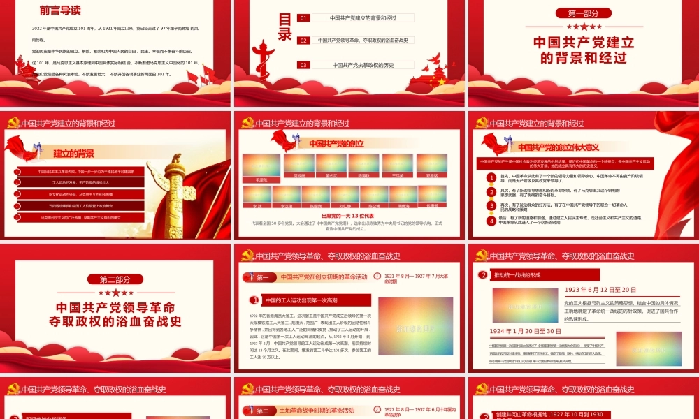 庆祝建党101周年七一建党节党史学习PPT峥嵘百年光辉历程PPT课件（带内容）.pptx
