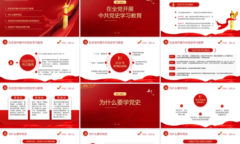 建党101周年党史学习PPT百年搭档恰是风华正茂PPT课件（带内容）.pptx