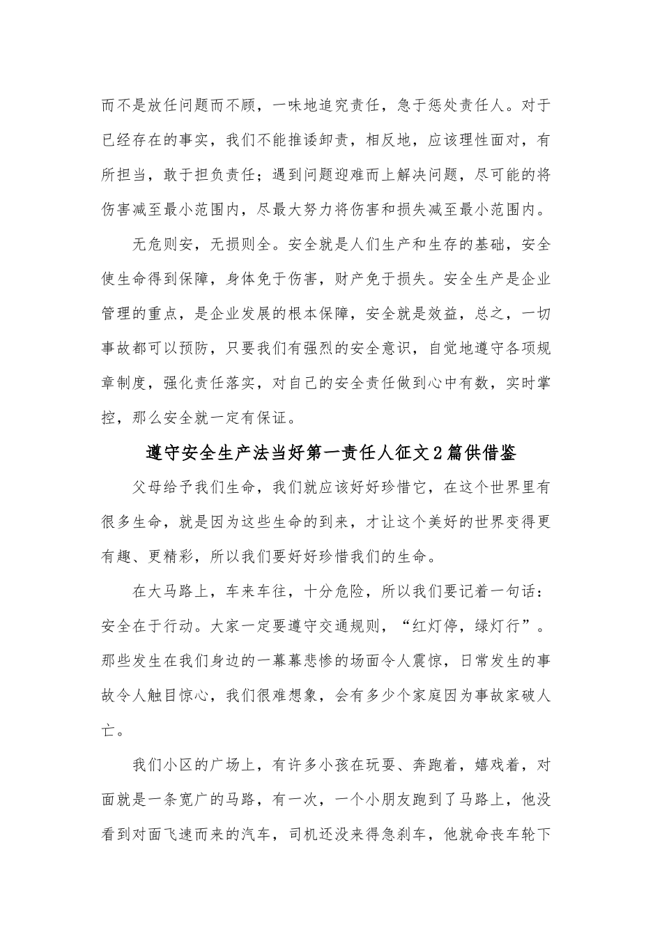 遵守安全生产法当好第一责任人征文2篇供借鉴.docx_第2页