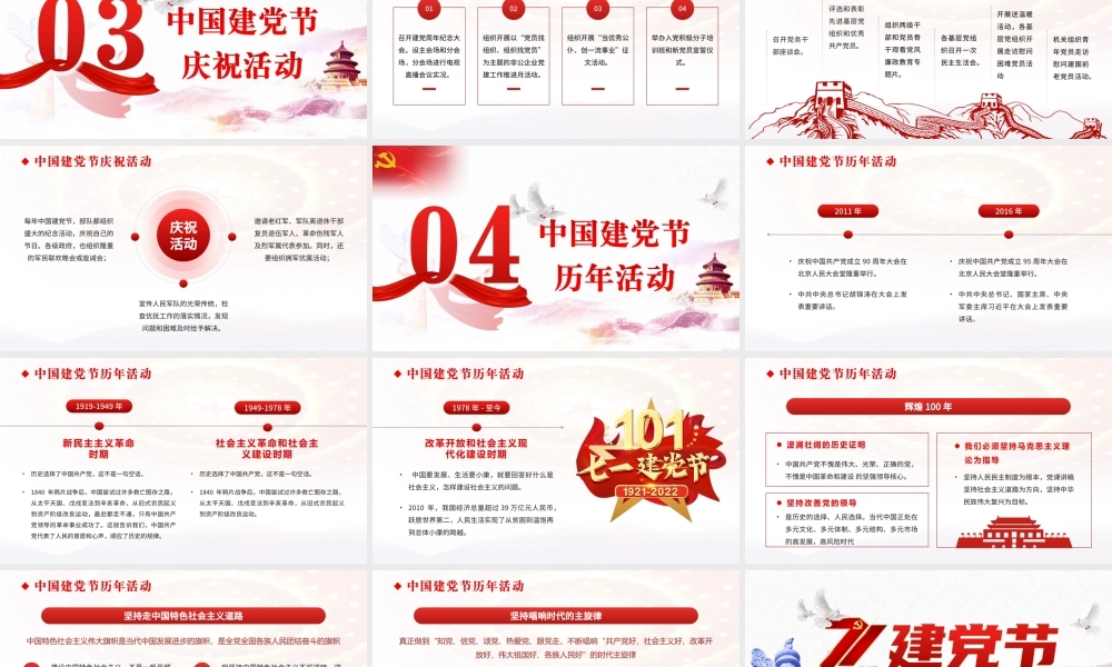2022中国建党节节日历史PPT七一建党节介绍PPT课件（带内容）.ppt