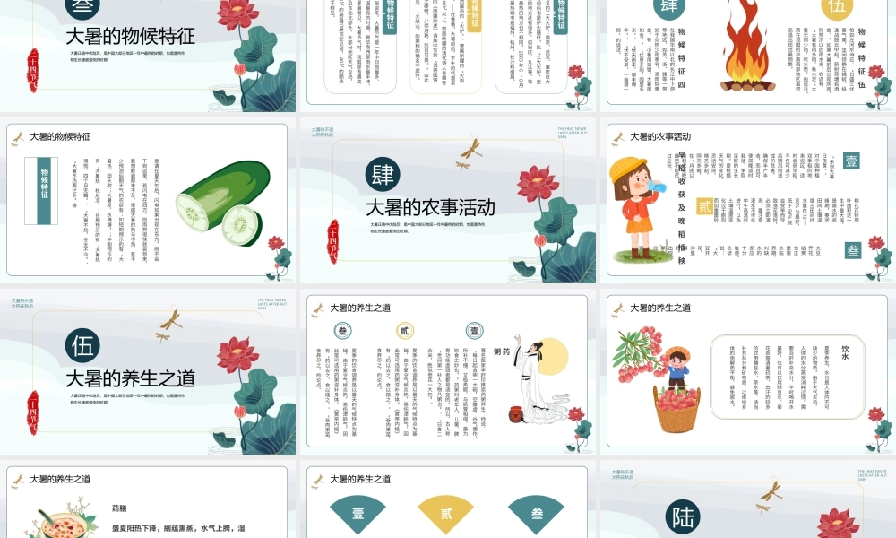 中国传统二十四节气大暑节气介绍PPT大暑的诗词欣赏PPT课件（带内容）.ppt