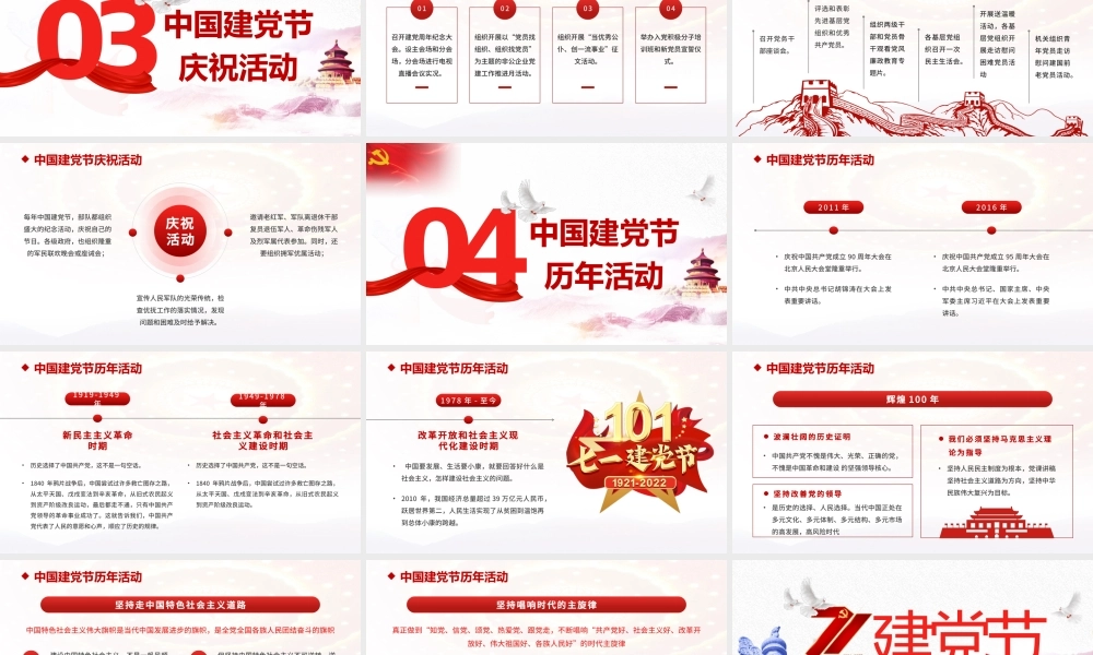 2022中国建党节节日历史PPT七一建党节介绍PPT课件（带内容）.pptx