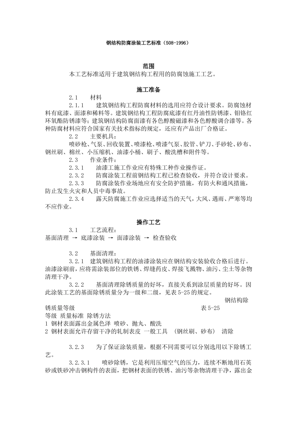 钢结构防腐涂装工艺标准（508-1996）.doc_第1页