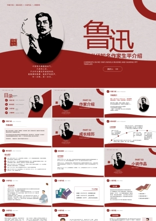 中国当代知名作家鲁迅生平介绍PPT模板.pptx