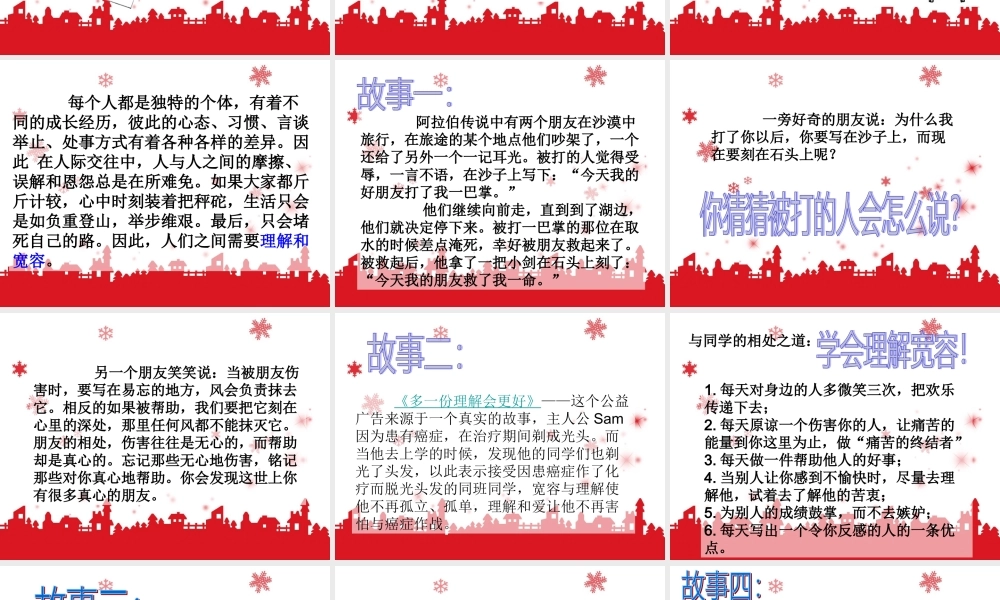 初中《理解与宽容》主题班会 课件.ppt