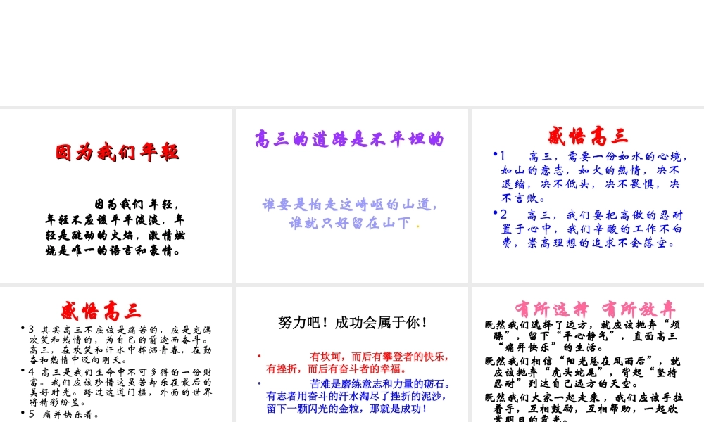 班会课件-感悟高三.ppt