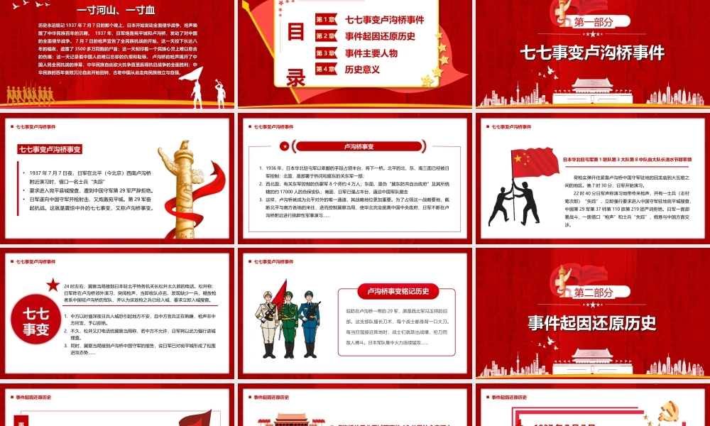 纪念卢沟桥事变85周年PPT七七事变85周年铭记历史PPT课件（带内容）.ppt