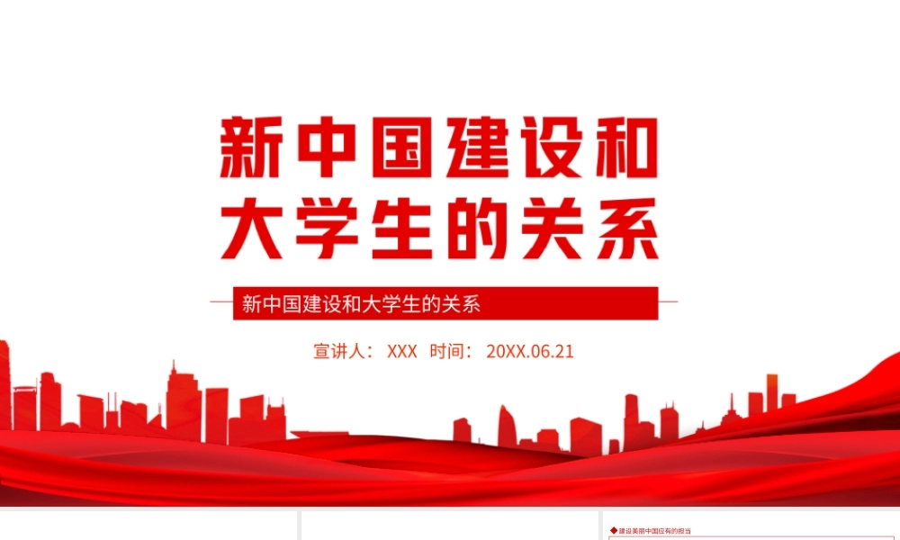 新中国建设和大学生的关系PPT建设美丽中国我们怎么做PPT课件（带内容）.ppt