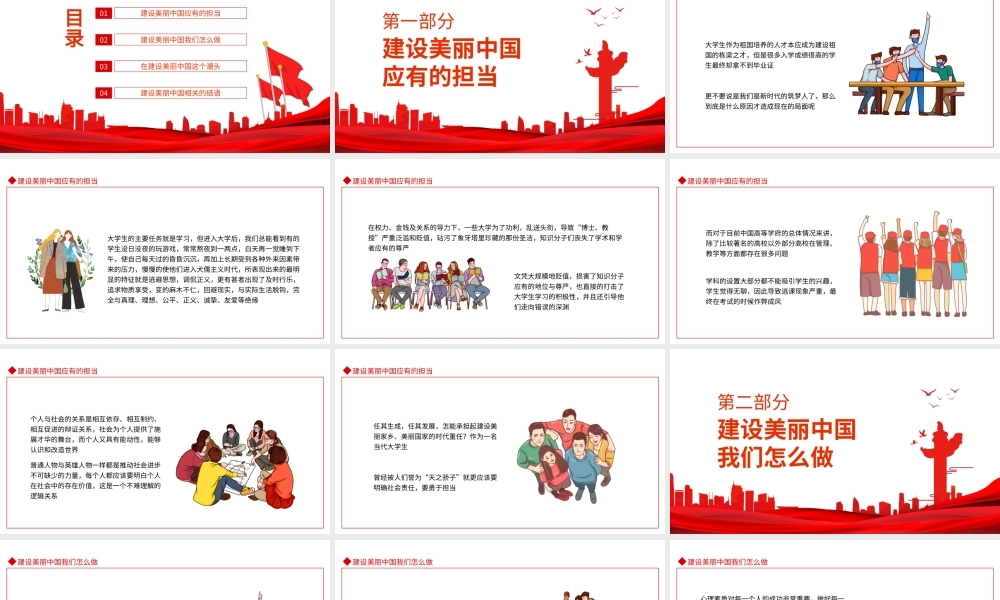 新中国建设和大学生的关系PPT建设美丽中国我们怎么做PPT课件（带内容）.ppt