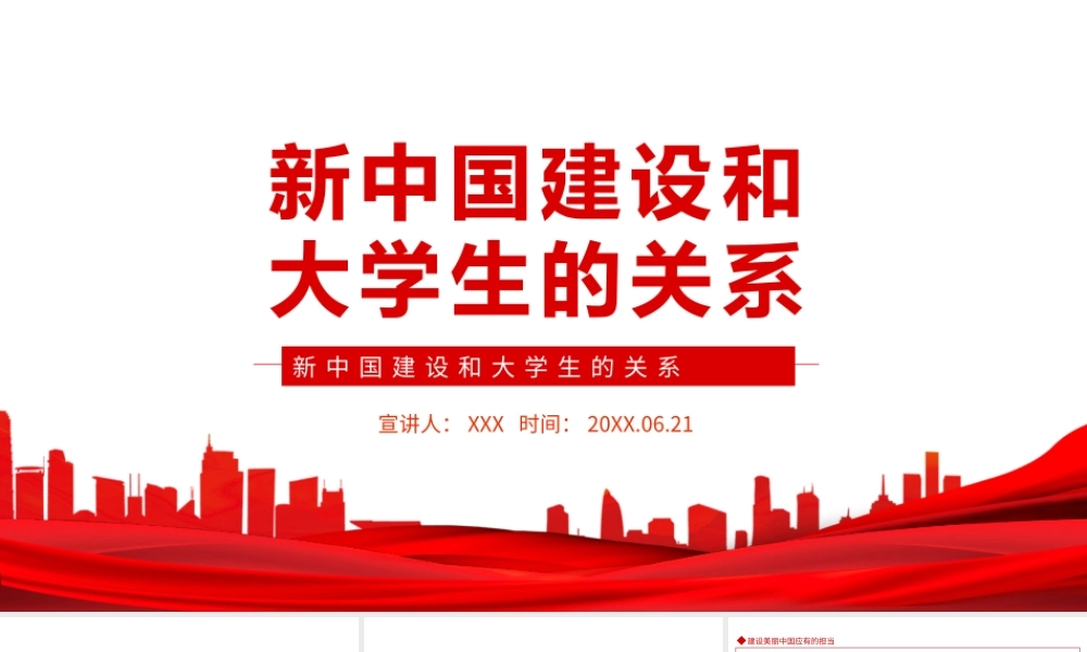 新中国建设和大学生的关系PPT建设美丽中国我们怎么做PPT课件（带内容）.pptx