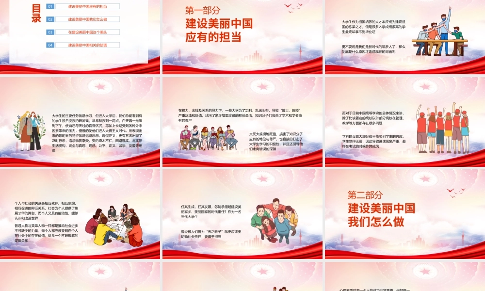 新中国建设和大学生的关系PPT建设美丽中国应有的担当PPT课件（带内容）.ppt