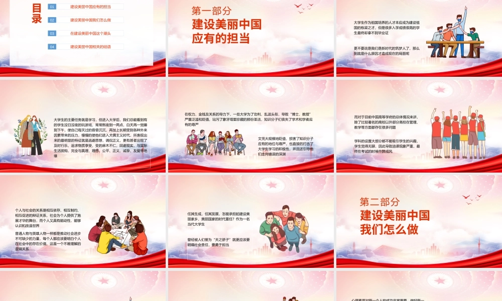 新中国建设和大学生的关系PPT建设美丽中国应有的担当PPT课件（带内容）.pptx
