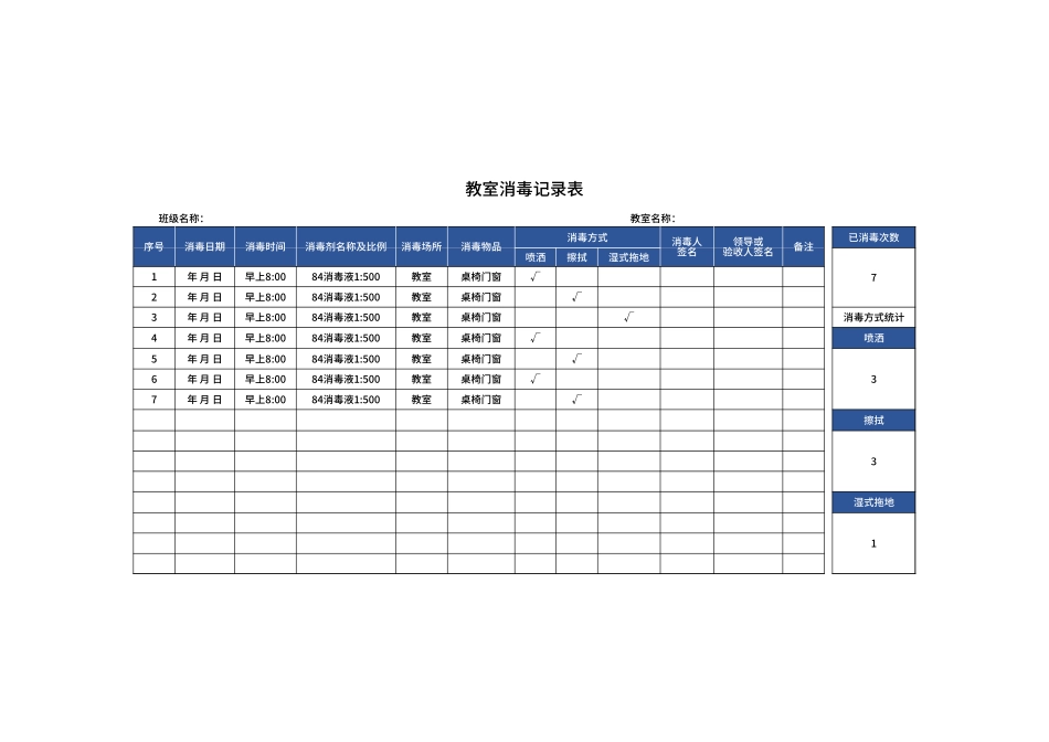 教室消毒记录表.xlsx_第1页